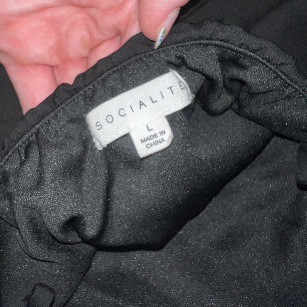 Socialite Black Women's Dress with Front Slit Size Large - Picture 7 of 7